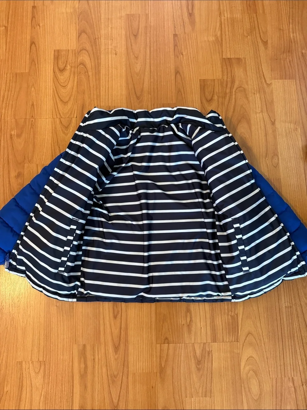 GAP Royal Blue Quilted Puffer Jacket with Striped Lining